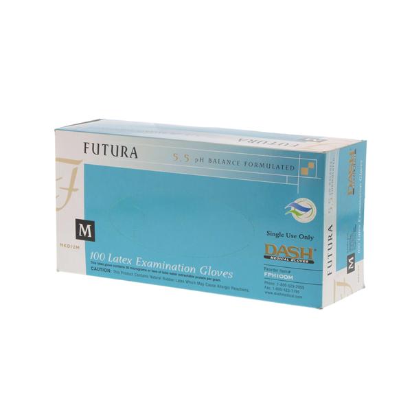 Gloves Exam Futura Powder-Free Latex Medium Teal Blue Citrus 100/Bx